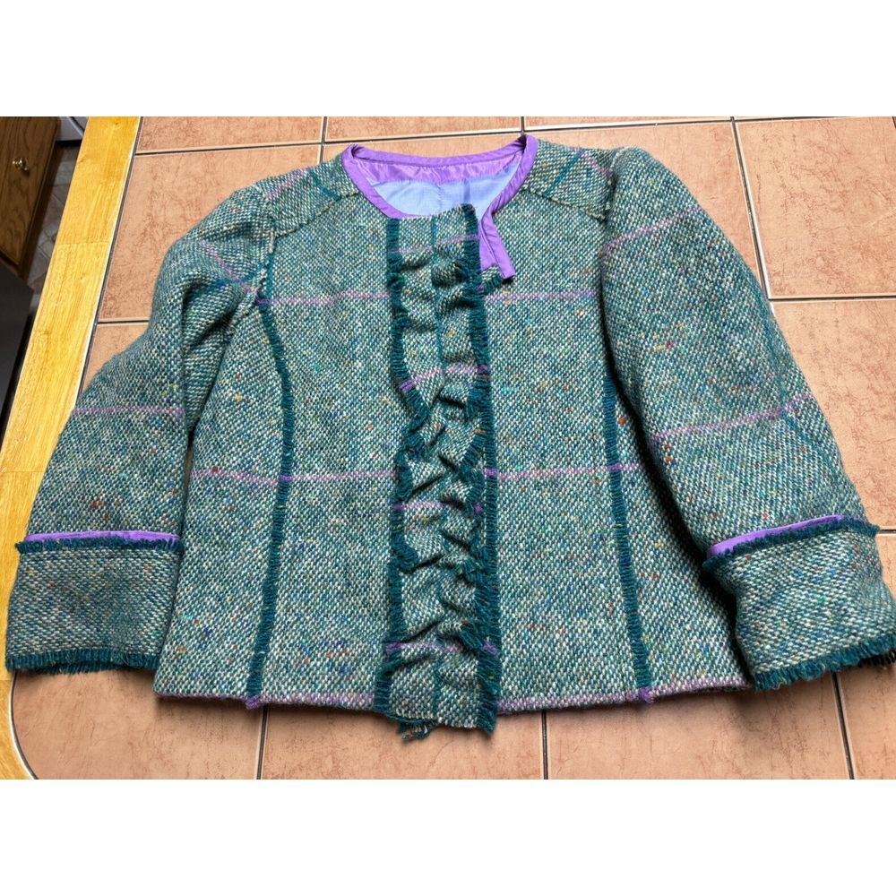 Ballantyne Womens Cardigan Jacket Sz 42 Euro Sz 8 US 100% Tweed Wool Italy Made